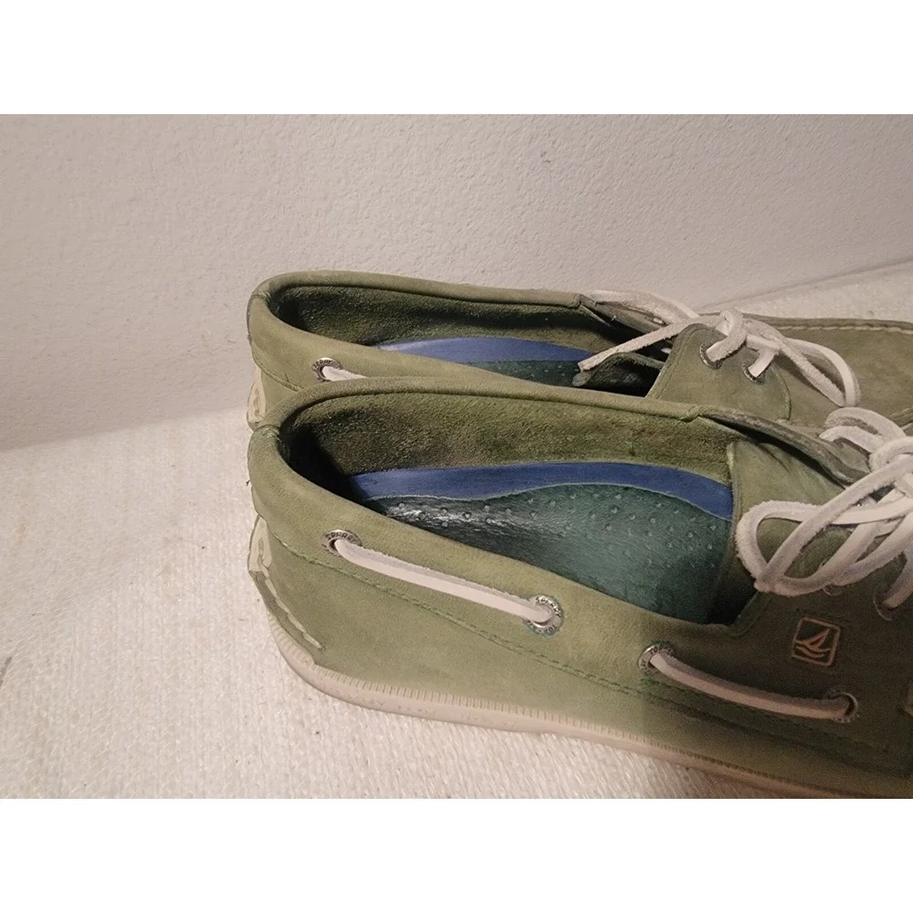 Sperry Top-Sider Men's 9 M Green Leather Authentic Original Boat Shoes Moccasin